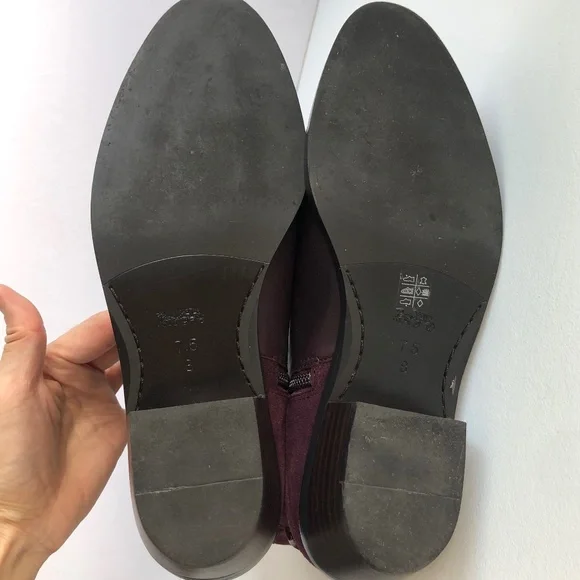 COACH Carmen Ankle Boots Semi Matte Calf Leather/Suede Oxblood Burgundy Size 7.5 - Picture 8 of 8